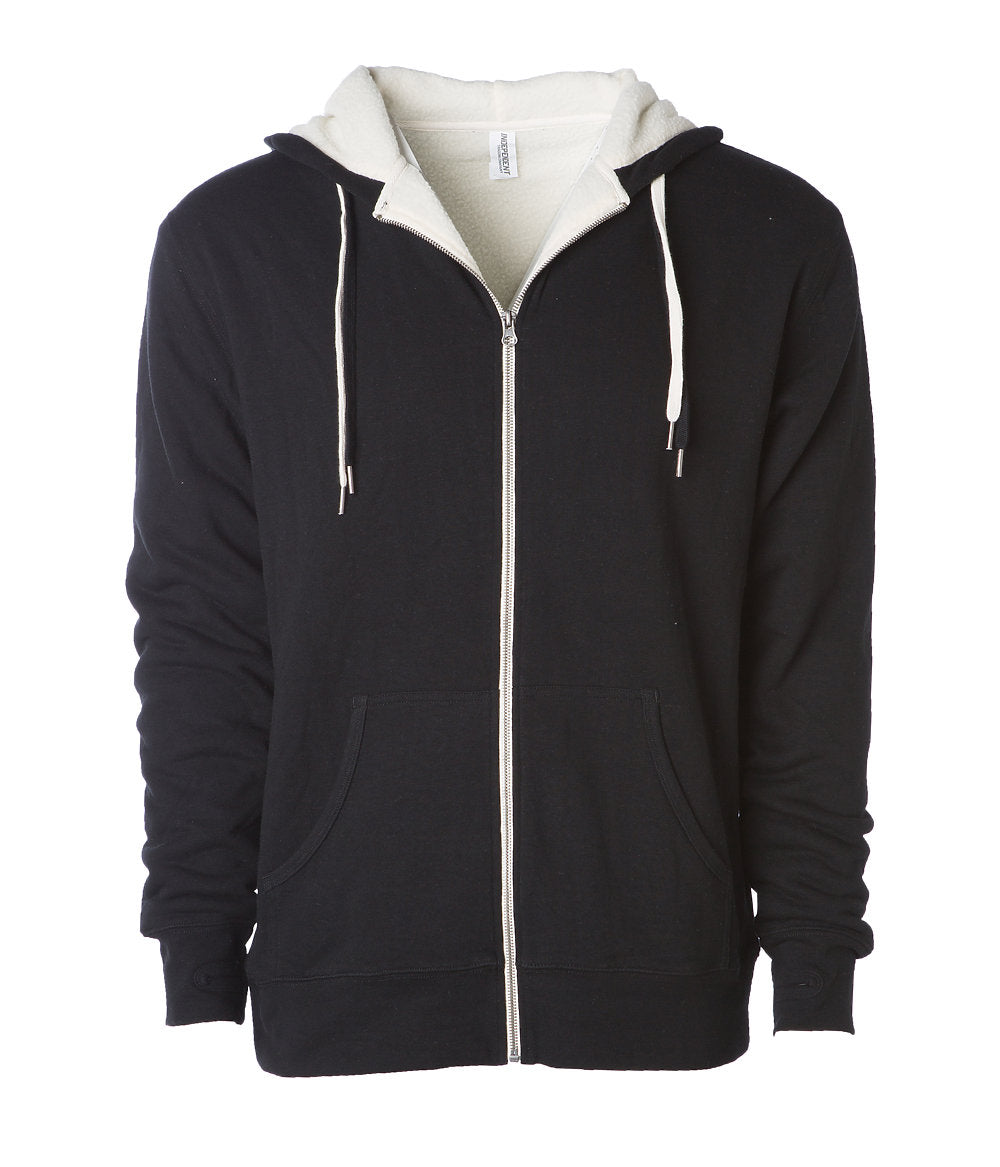 Unisex heavy weight sherpa lined heather zip hoodie